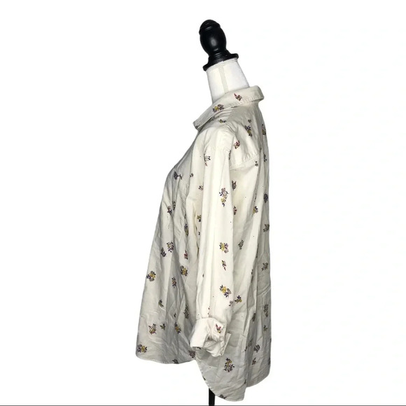 ROOTS Floral Print Button Up Collard Long Sleeve Blouse - Picture 4 of 6